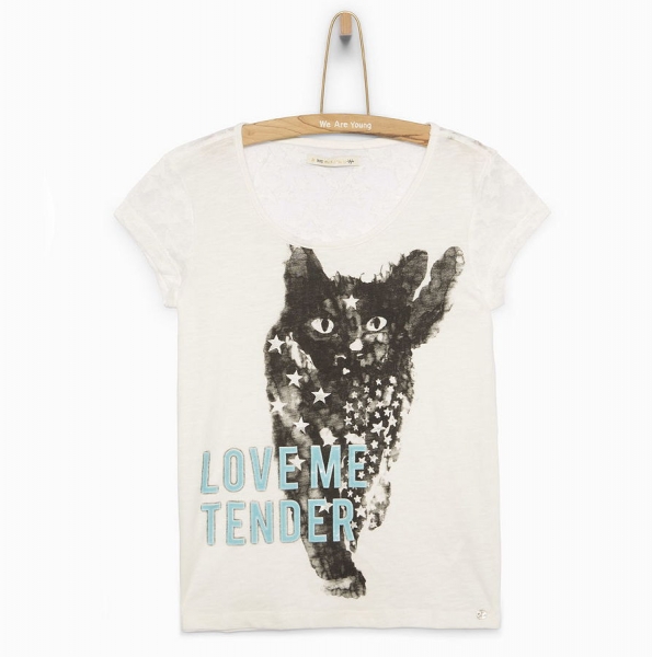 WAY by IKKS Tom Boy T-Shirt "Love me Tender" blanc cassé
